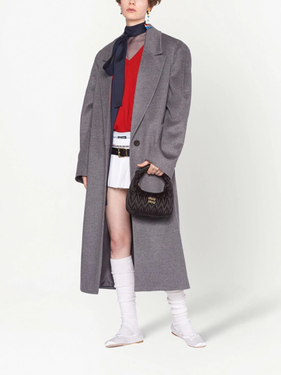 Shop Miu Miu Single-breasted Wool Coat In Grau