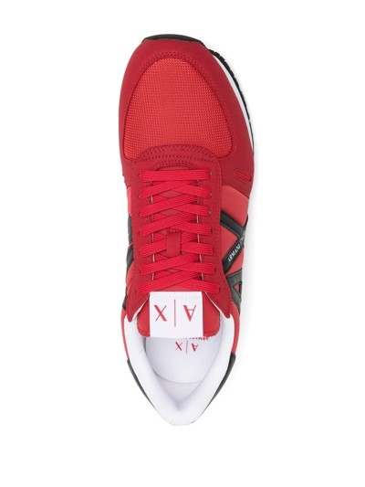 Shop Armani Exchange Two-tone Logo Sneakers In Rot