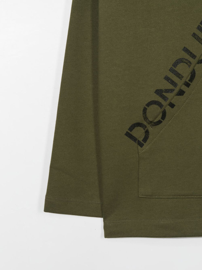 Shop Dondup Logo-print Cotton Hoodie In Green