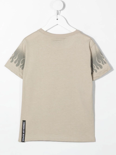 Vision Of Super Flame-print T-shirt In Nude