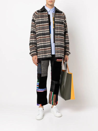 Shop Junya Watanabe Textured Wool Shirt Jacket In Grey