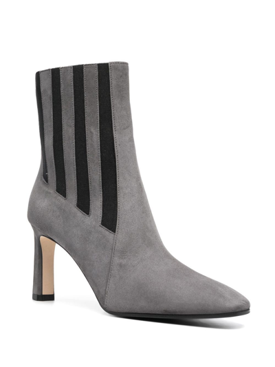 Shop Sergio Rossi Two-tone Suede Ankle Boots In Grau