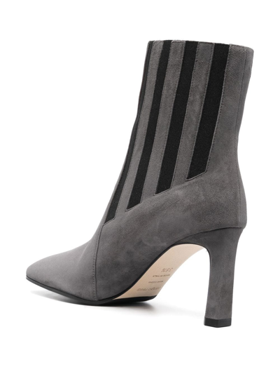 Shop Sergio Rossi Two-tone Suede Ankle Boots In Grau