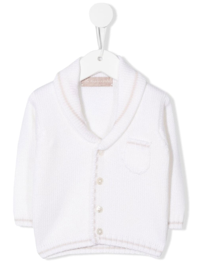 Shop La Stupenderia Single-breasted Knitted Cardigan In White