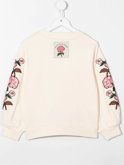 Shop Scotch & Soda Appliqué-floral Print Sweatshirt In Neutrals