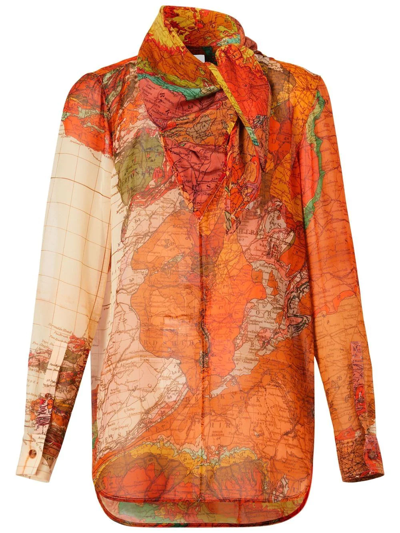 Shop Burberry Graphic-print Long-sleeve Top In Orange