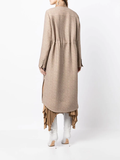 Fendi Brown Embroidered Wool Blend Coat In Brown