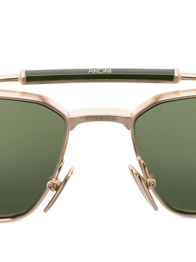 Shop Akoni Hera Square-frame Sunglasses In Gold