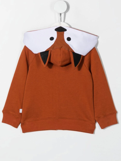 Shop Stella Mccartney Fleece Fox-print Hoodie In Braun