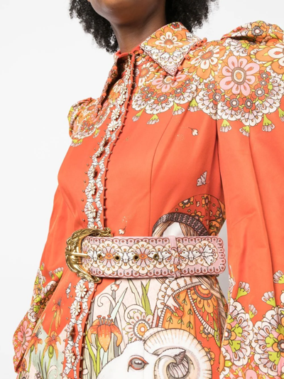Zimmermann Kaleidoscope Aries Printed Cotton-blend Mini Dress In Orange