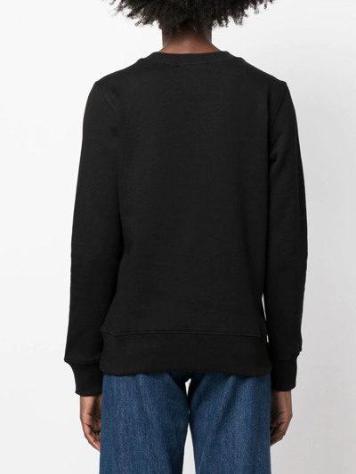 Shop Versace Jeans Couture Logo-embroidered Crew-neck Sweatshirt In Schwarz