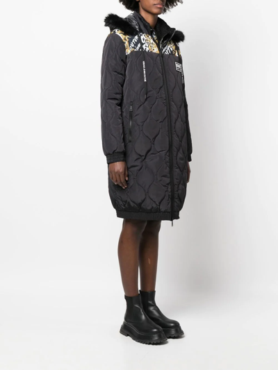 Shop Versace Jeans Couture Graphic-print Quilted Coat In Schwarz