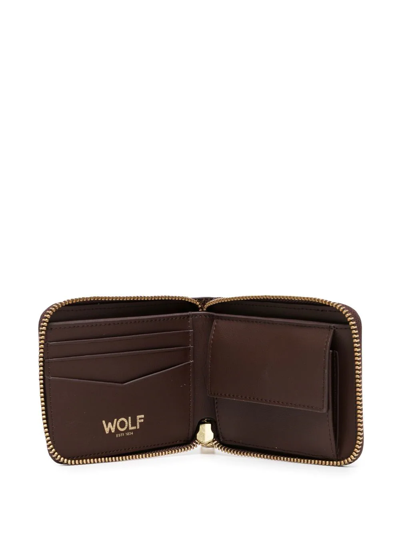 Shop Wolf Logo-print Zip-around Wallet In Braun