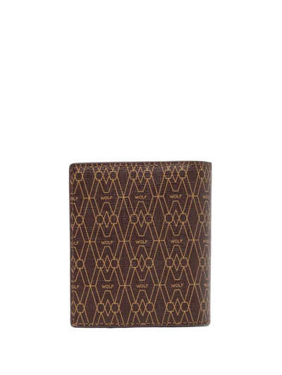 Wolf Logo-print Card Holder In Braun