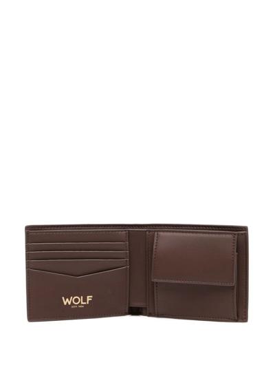 Shop Wolf Logo-print Bi-fold Wallet In Braun