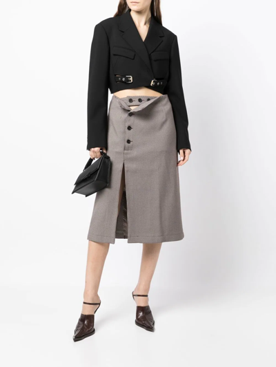 Shop Rokh Button-front Midi Skirt In Braun