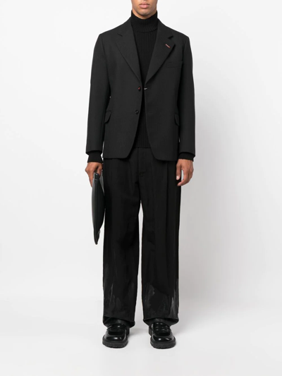 Shop Maison Margiela Single-breasted Wool Blazer In Black