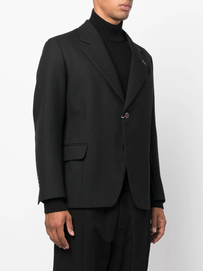 Shop Maison Margiela Single-breasted Wool Blazer In Black