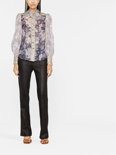 Shop Zimmermann Celestial Spliced Blouse In Spliced Lavender Floral