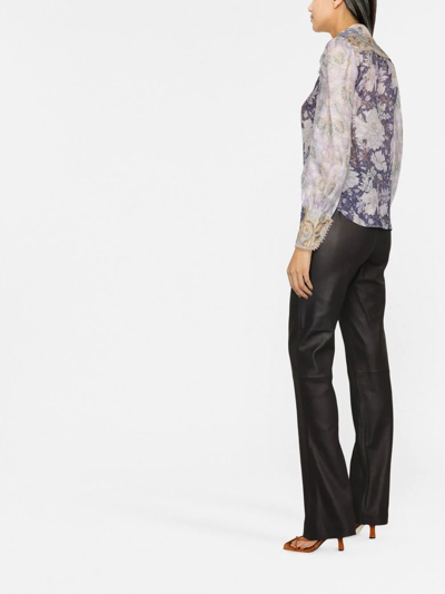 Shop Zimmermann Celestial Spliced Blouse In Spliced Lavender Floral