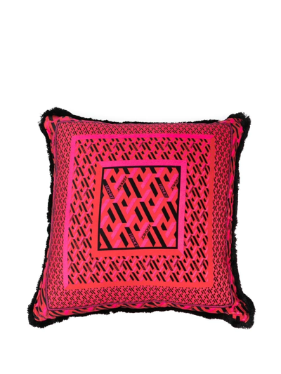 Shop Versace Graphic-print Cushion In Rot