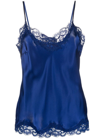 Shop Gold Hawk Lace-trim Silk Camisole In Blau