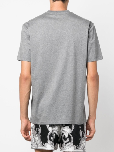 Versace Logo-print Cotton T-shirt In Grau