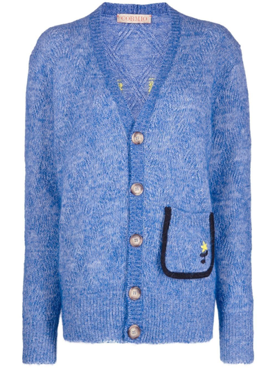 Shop Cormio Renato Intarsia-knit Cardigan In Blau