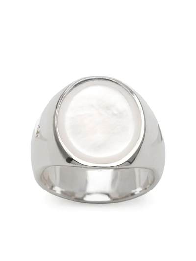 Shop Tom Wood Sterling Silver Oval Mother-of-pearl Ring