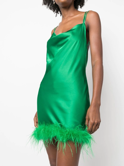 Shop Loulou X Rue Ra Feather-trimmed Minidress In Green