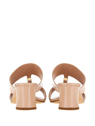 Ferragamo Vara Chain Sandals In Nude