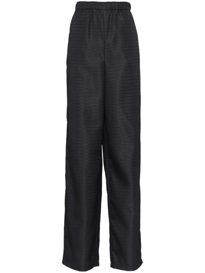 Shop Prada Re-nylon Wide-leg Trousers In Schwarz