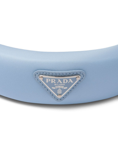 Shop Prada Re-nylon Logo-plaque Headband In Blau