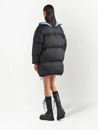 Prada Re-nylon High-neck Puffer Coat In Schwarz