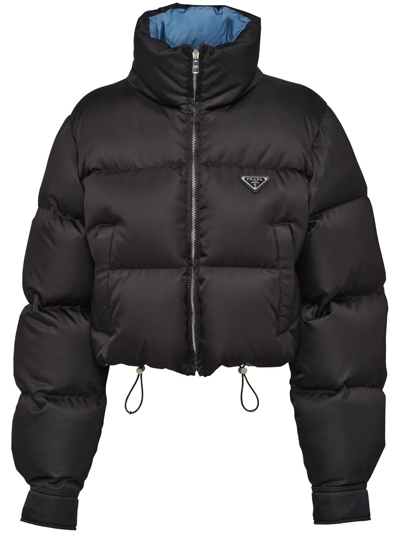 Prada Re-nylon Cropped Padded Jacket In Schwarz