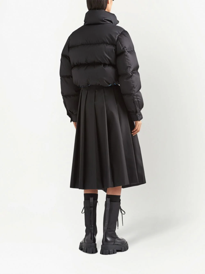 Shop Prada Re-nylon Cropped Down Jacket In Schwarz