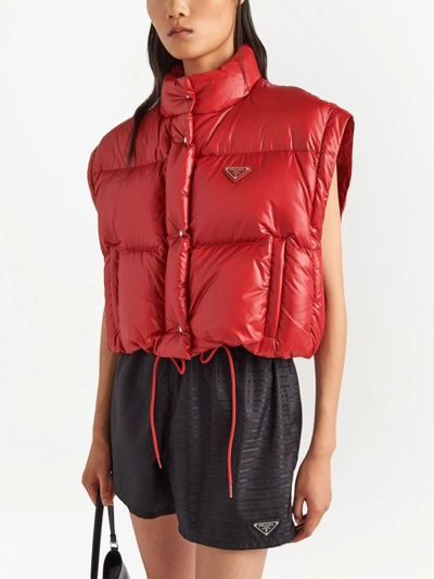 Shop Prada Re-nylon Detachable-sleeve Jacket In Rot