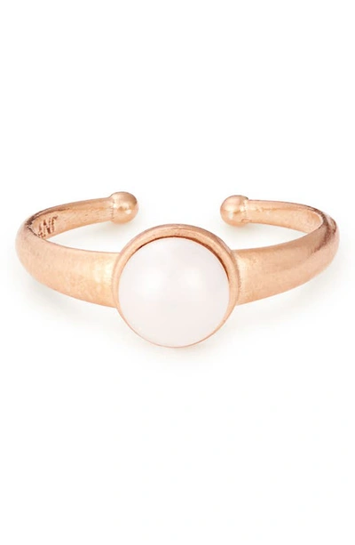 Shop Alex And Ani White Sea Imitation Pearl Sultry Ring In Rose Gold