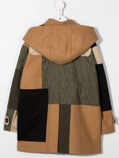 Shop Dsquared2 Patchwork Duffle Coat In Brown