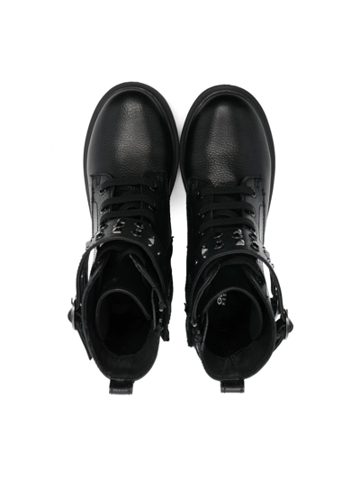Geox Eclair Studded Lace-up Boots In 黑色