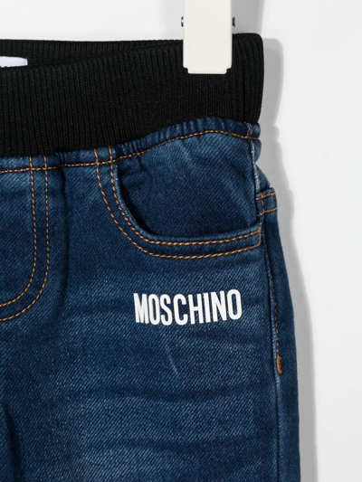 Moschino Logo-print Denim Pants In Blue