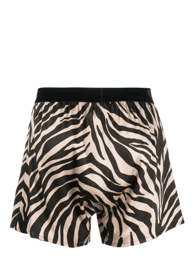 Shop Tom Ford Zebra-print Silk Boxers In 中性色