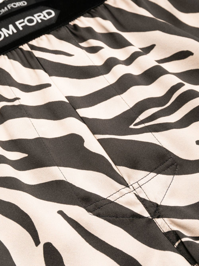 Shop Tom Ford Zebra-print Silk Boxers In 中性色