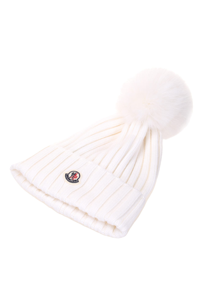 Shop Moncler Hat In Bianco