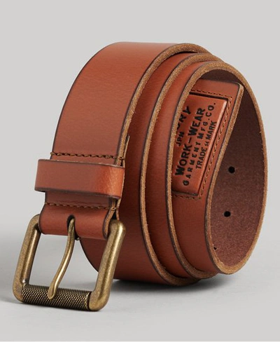 Shop Superdry Men's Leather Belt Gift Box Tan