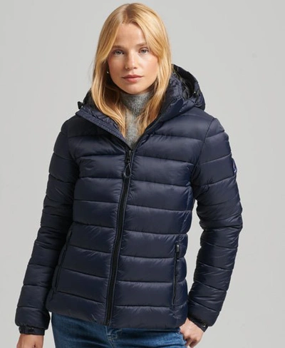 Shop Superdry Women's Hooded Classic Puffer Jacket Navy