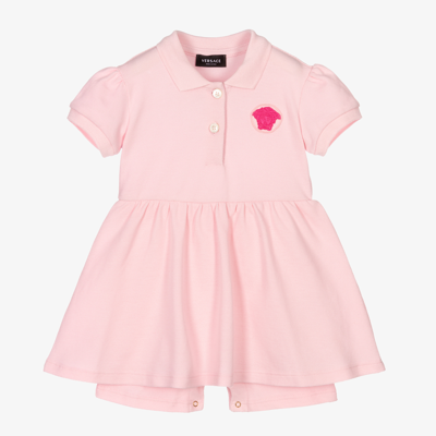 Shop Versace Girls Baby Pink Medusa Polo Dress