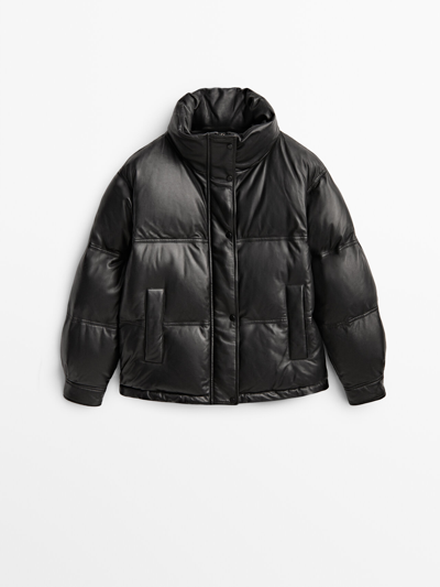 Shop Massimo Dutti Black Nappa Puffer Jacket