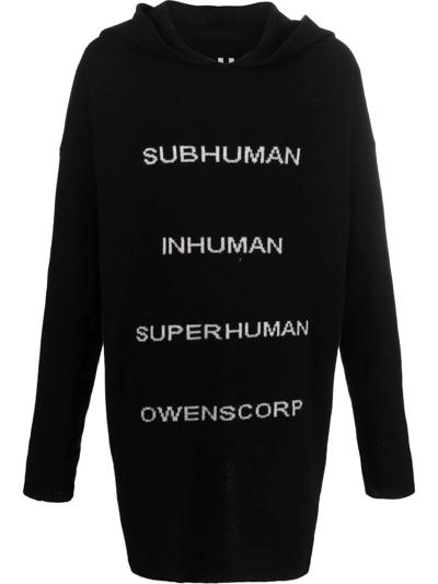 Shop Rick Owens Tommy Knitted-text Hoodie In Black