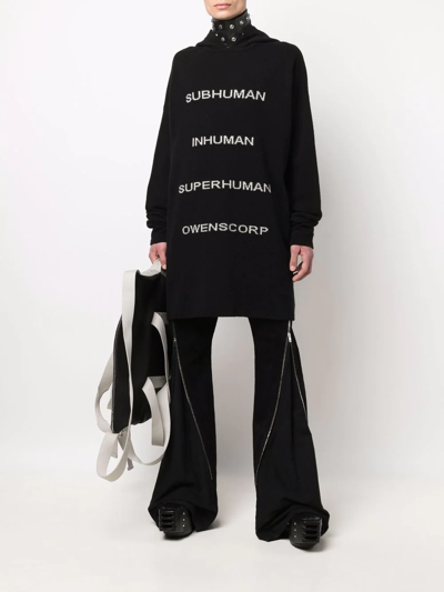 Shop Rick Owens Tommy Knitted-text Hoodie In Black